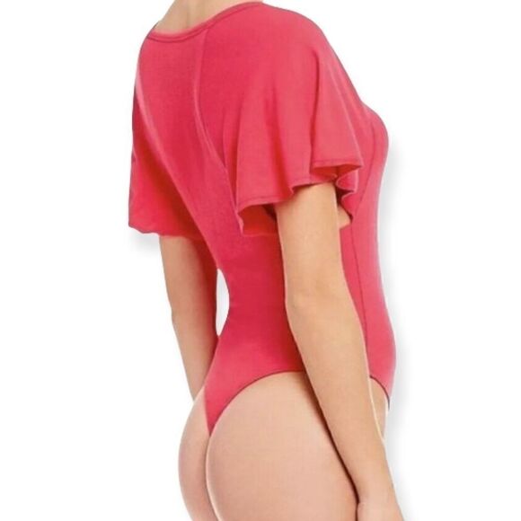 Intimately Free People Byron Ribbed Flutter Sleeves Bodysuit in the Size Small - Picture 3 of 16